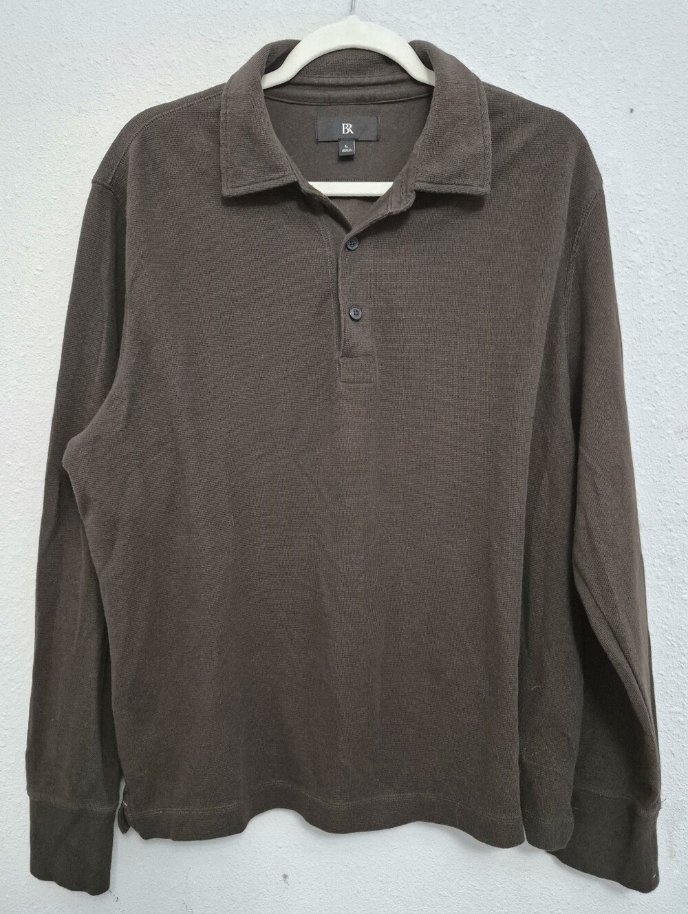 Banana Republic Waffle Long Sleeve Polo Brown Men Large